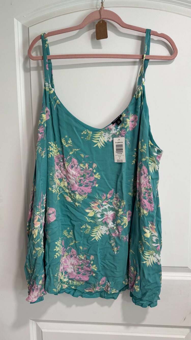 Torrid Floral Swing Tank Blouse Plus Size Cottagecore Boho Flowy Top